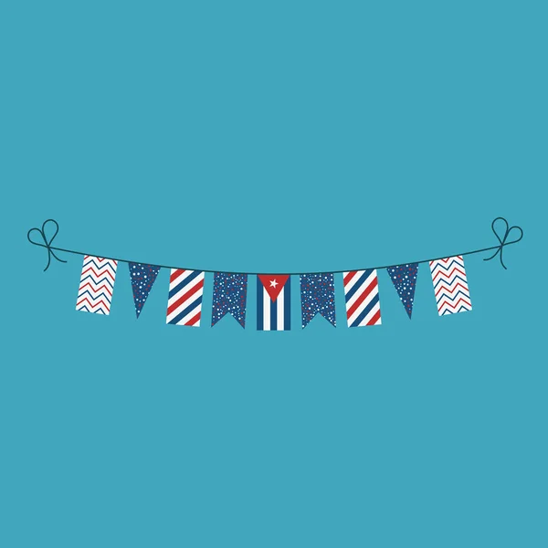 Decorations bunting flags for Cuba national day holiday in flat design. Independence day or National day holiday concept.