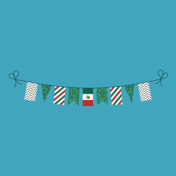 Decorations bunting flags for Mexico national day holiday in flat design. Independence day or National day holiday concept.