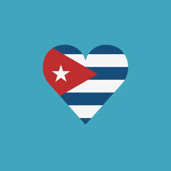 Cuba flag icon in a heart shape in flat design. Independence day or National day holiday concept.