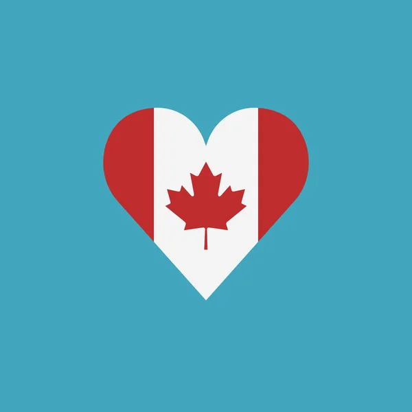Bandera Canadá Icono Forma Corazón Diseño Plano Día Independencia Concepto — Vector de stock
