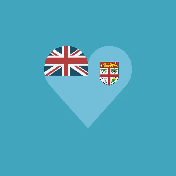 Icono Bandera Fiyi Forma Corazón Diseño Plano Día Independencia Concepto — Vector de stock