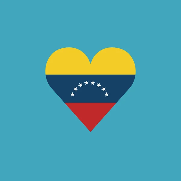 Bandera Venezuela Icono Forma Corazón Diseño Plano Día Independencia Concepto — Vector de stock