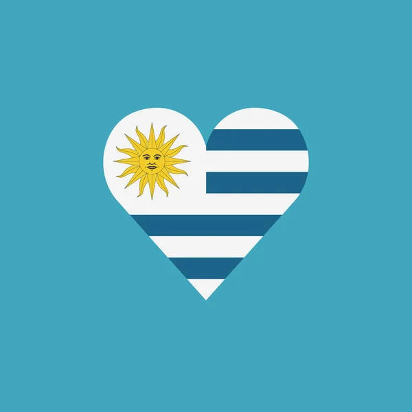 Ikone Der Uruguayischen Flagge Herzform Flachem Design Unabhängigkeitstag Oder Nationalfeiertag — Stockvektor