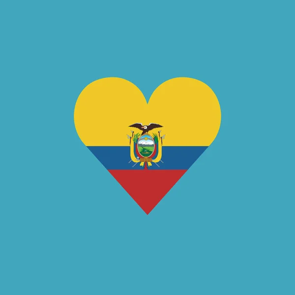 Flaggensymbol Ecuadors Herzform Flachem Design Unabhängigkeitstag Oder Nationalfeiertag Konzept — Stockvektor