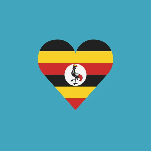 Uganda Vlag Icoon Een Hart Vorm Plat Design Onafhankelijkheidsdag Nationale — Stockvector