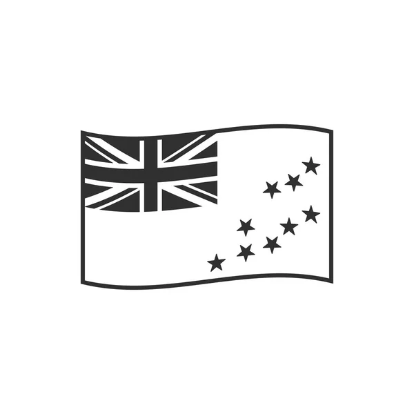 Icono Bandera Tuvalu Diseño Plano Contorno Negro Día Independencia Concepto — Vector de stock
