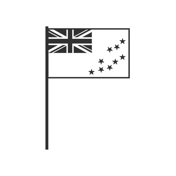 Icono Bandera Tuvalu Diseño Plano Contorno Negro Día Independencia Concepto — Archivo Imágenes Vectoriales