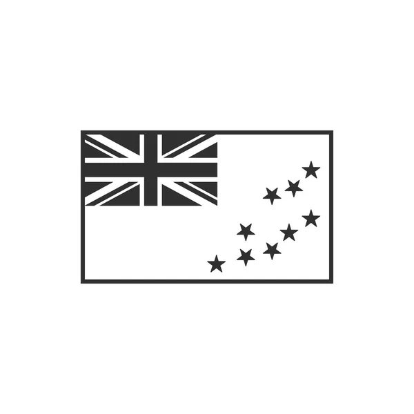 Ícone Bandeira Tuvalu Design Plano Contorno Preto Dia Independência Conceito — Vetor de Stock