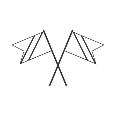 Trinidad ve Tobago bayrak simgesi siyah ana hatlı düz tasarım. Bağımsızlık Günü ya da Ulusal Bayram Konsepti.