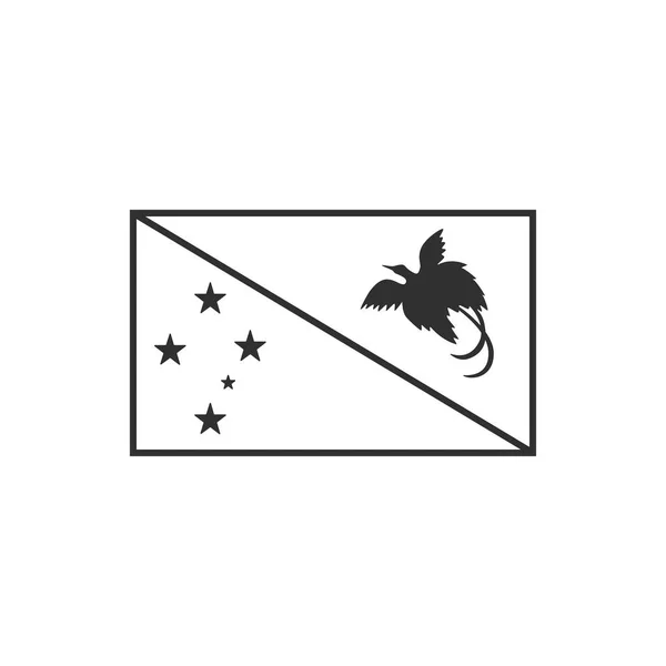 Papua Nowa Gwinea Flaga Ikona Czarnym Zarysie Płaski Design Dzień — Wektor stockowy
