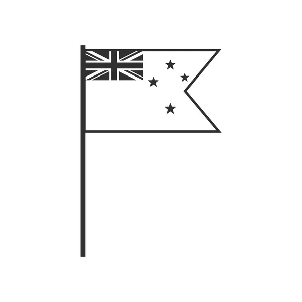 Ikone Der Neuseeländischen Flagge Flachen Design Mit Schwarzen Umrissen Unabhängigkeitstag — Stockvektor