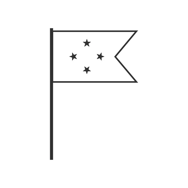 Mikronéská Vlajka Ikona Černém Obrysu Plochý Design Den Nezávislosti Nebo — Stockový vektor