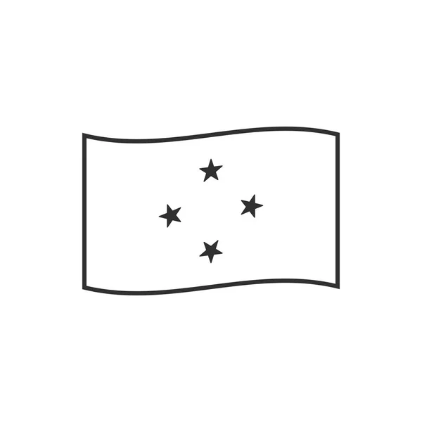 Icono Bandera Micronesia Diseño Plano Contorno Negro Día Independencia Concepto — Vector de stock