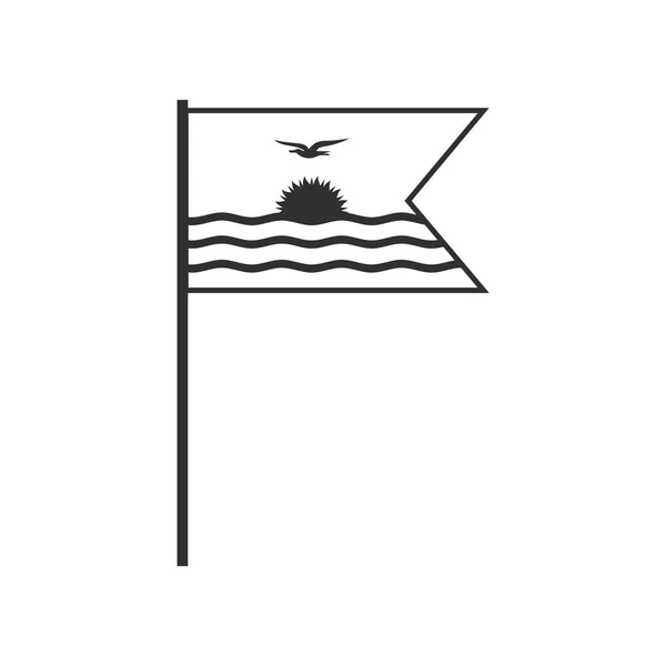 Ikona Flagi Kiribati Czarnym Zarysie Płaska Konstrukcja Dzień Niepodległości Lub — Wektor stockowy