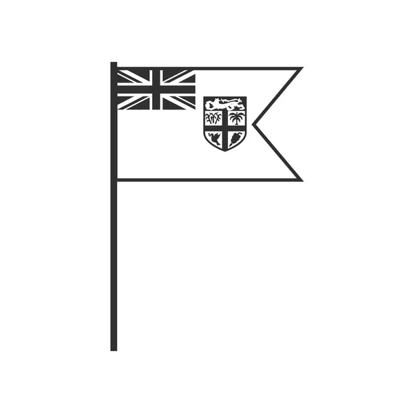 Fiji Vlag Pictogram Zwarte Omtrek Plat Ontwerp Onafhankelijkheidsdag Nationale Feestdag — Stockvector