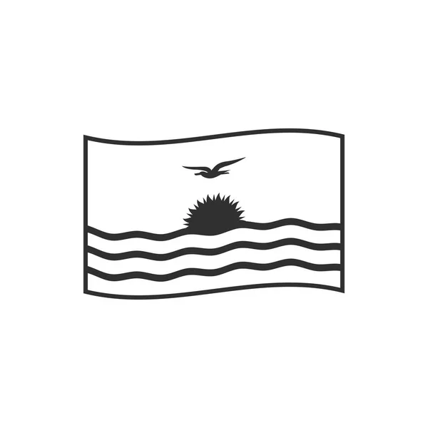 Icône Drapeau Kiribati Dessin Plat Contour Noir Fête Indépendance Concept — Image vectorielle