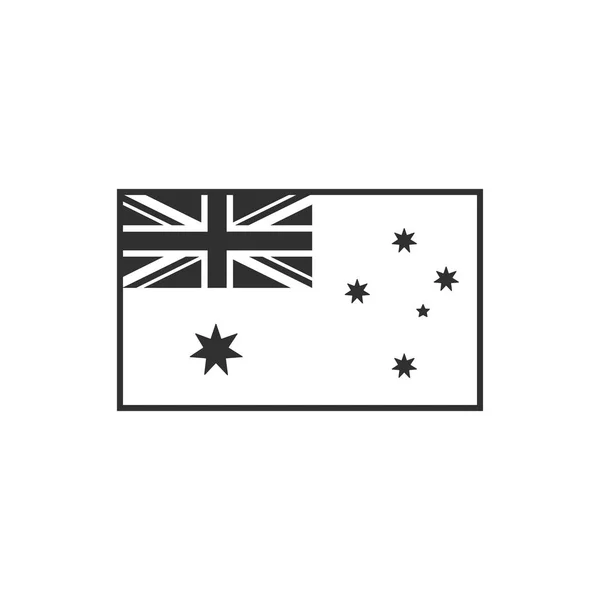 Australien Flagga Ikon Svart Kontur Platt Design Begreppet Självständighetsdag Eller — Stock vektor