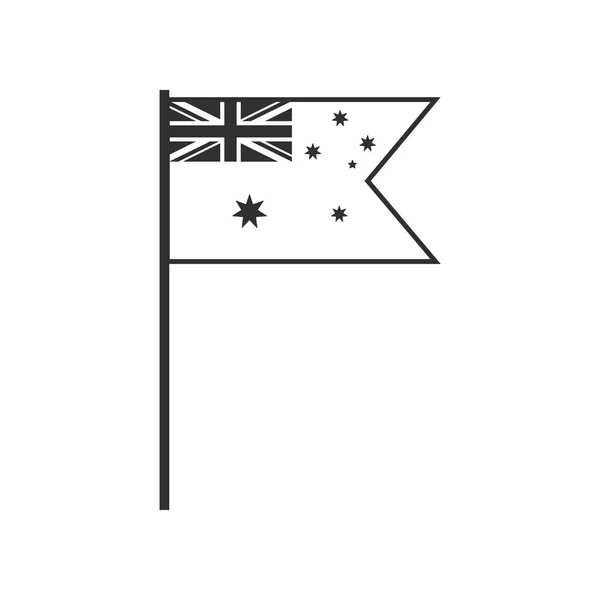 Icône Drapeau Australien Contour Noir Design Plat Fête Indépendance Concept — Image vectorielle