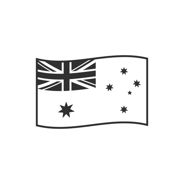 Australia Flag Icon Black Outline Flat Design Independence Day National — Stock Vector