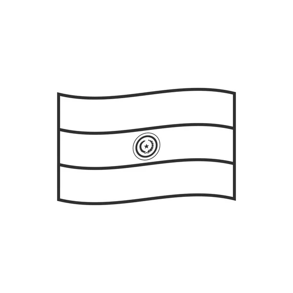 Ikona Flagi Paragwaju Czarnym Zarysie Płaska Konstrukcja Dzień Niepodległości Lub — Wektor stockowy