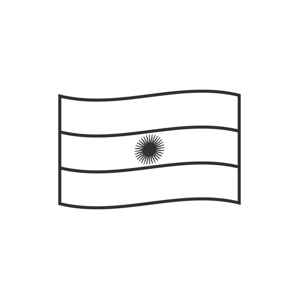 ブラックアウトラインフラットデザインのアルゼンチンフラグアイコン 独立記念日又は国民の日の休日の概念 — ストックベクタ