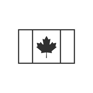 Kanada bayrak simgesi siyah ana hatlı düz tasarım. Bağımsızlık Günü ya da Ulusal Bayram Konsepti.