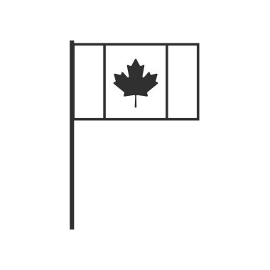 Kanada bayrak simgesi siyah ana hatlı düz tasarım. Bağımsızlık Günü ya da Ulusal Bayram Konsepti.