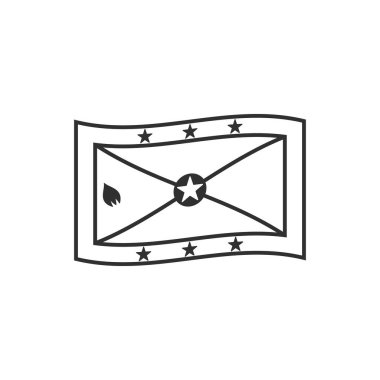 Grenada bayrak simgesi siyah ana hatlı düz tasarım. Bağımsızlık Günü ya da Ulusal Bayram Konsepti.