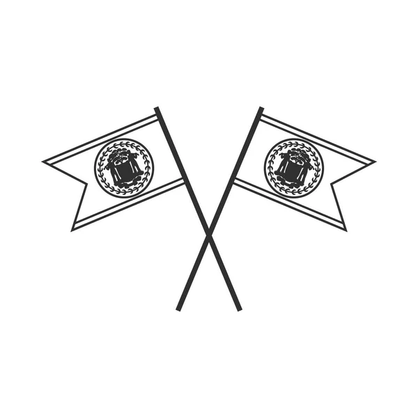 Belize Flag Icon Black Outline Flat Design Independence Day National — Stock Vector