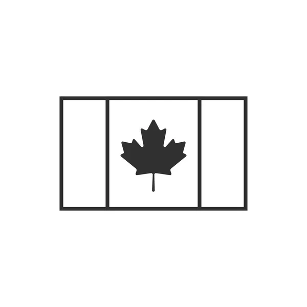 Kanada Vlajka Ikona Černém Obrysu Plochý Design Den Nezávislosti Nebo — Stockový vektor