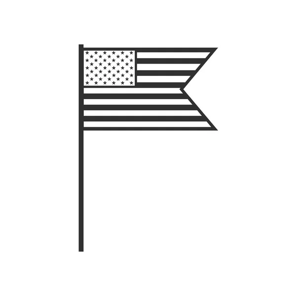 Verenigde Staten Vlag Pictogram Zwarte Omtrek Plat Ontwerp Onafhankelijkheidsdag Nationale — Stockvector