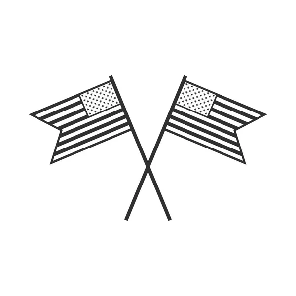 Ikona Vlajky Spojených Států Černém Obrysu Plochého Designu Den Nezávislosti — Stockový vektor
