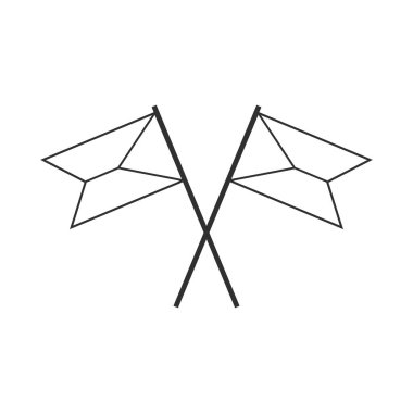 Çek Cumhuriyeti bayrağı simgesi siyah ana hatlı düz tasarım. Bağımsızlık Günü ya da Ulusal Bayram Konsepti.