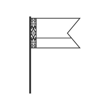 Beyaz bayrak simgesi siyah ana hatlı düz tasarım. Bağımsızlık Günü ya da Ulusal Bayram Konsepti.