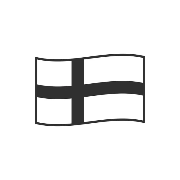 Icono Bandera Suecia Dinamarca Finlandia Diseño Plano Contorno Negro Día — Archivo Imágenes Vectoriales