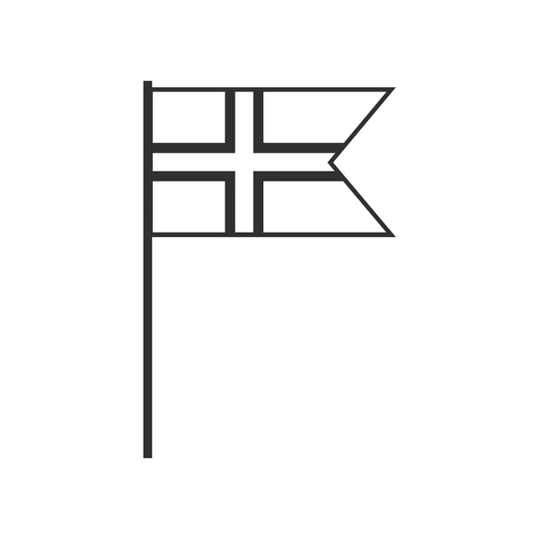 Ikona Vlajky Norska Nebo Islandu Černém Obrysu Plochého Designu Den — Stockový vektor