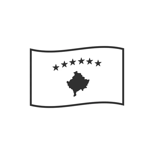 Ícone Bandeira Kosovo Design Plano Contorno Preto Dia Independência Conceito —  Vetores de Stock