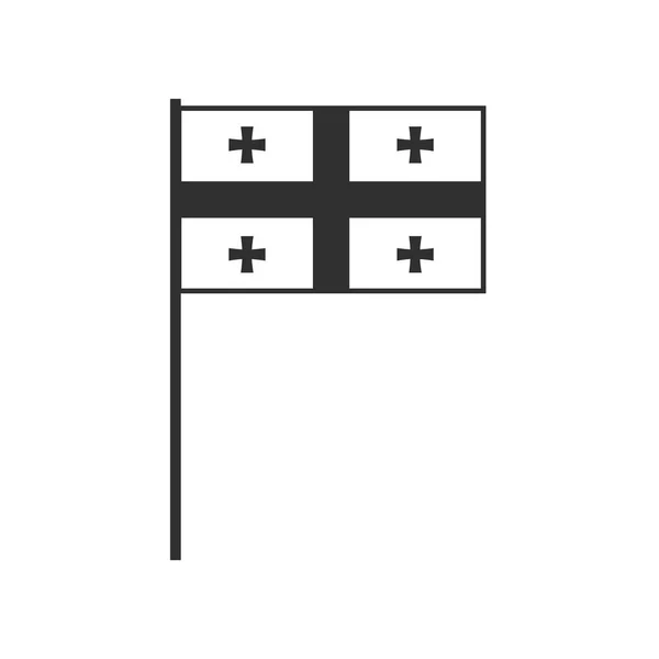 Georgia Vlag Pictogram Zwarte Omtrek Plat Ontwerp Onafhankelijkheidsdag Nationale Feestdag — Stockvector