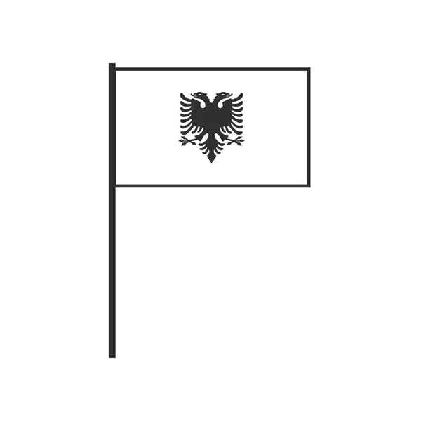 Ikone Der Albanischen Flagge Schwarzem Flachem Design Unabhängigkeitstag Oder Nationalfeiertag — Stockvektor