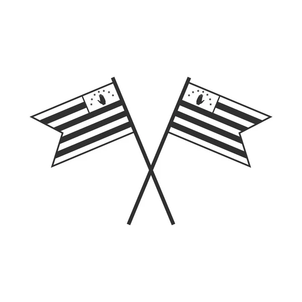 Ikona Vlajky Abcházie Černém Obrysu Plochého Designu Den Nezávislosti Nebo — Stockový vektor