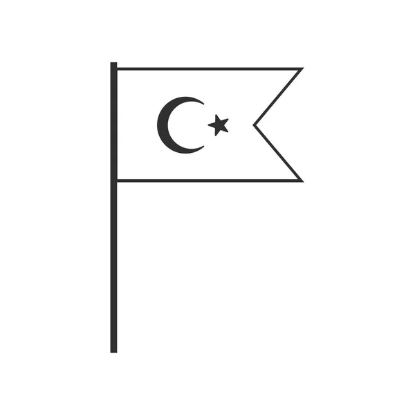 Icono Bandera Turquía Diseño Plano Contorno Negro Día Independencia Concepto — Archivo Imágenes Vectoriales