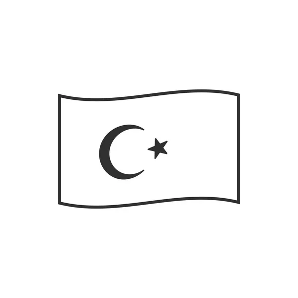 Turkey Flag Icon Black Outline Flat Design Independence Day National — Stock Vector