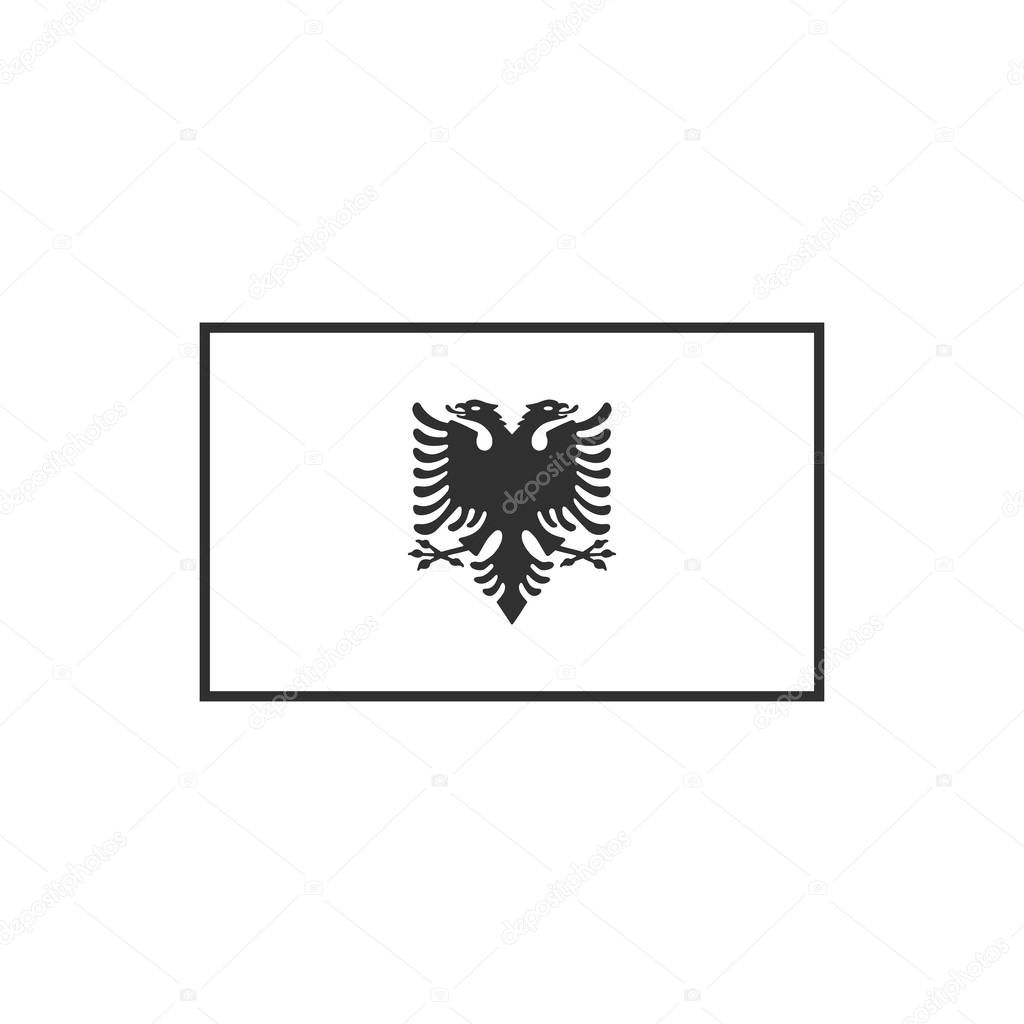 Albania flag icon in black outline flat design. Independence day or National day holiday concept.
