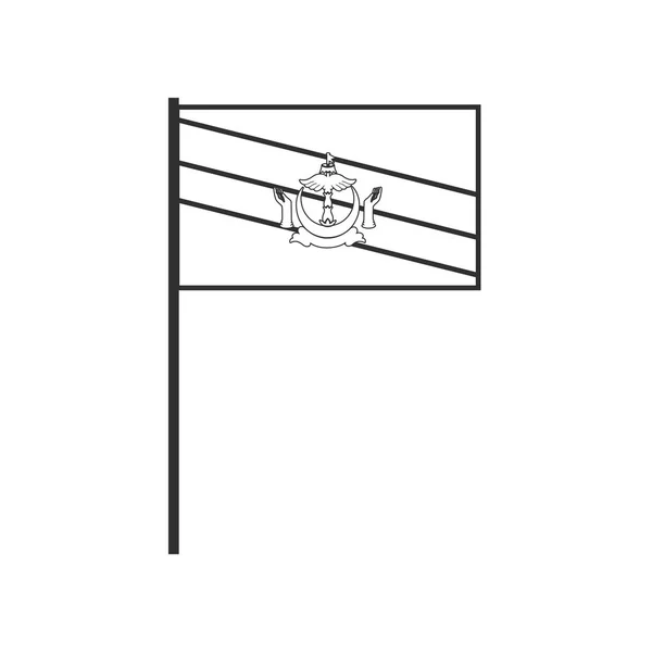 Ikona Vlajky Brunej Černém Obrysu Plochého Designu Den Nezávislosti Nebo — Stockový vektor
