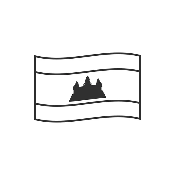 柬埔寨国旗图标在黑色轮廓平面设计 独立日或国庆节的概念 — 图库矢量图片