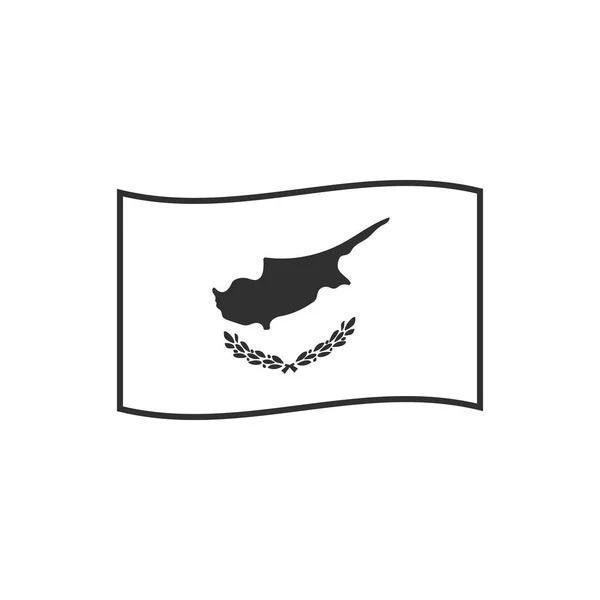Cyprus Vlag Pictogram Zwarte Omtrek Plat Ontwerp Onafhankelijkheidsdag Nationale Feestdag — Stockvector