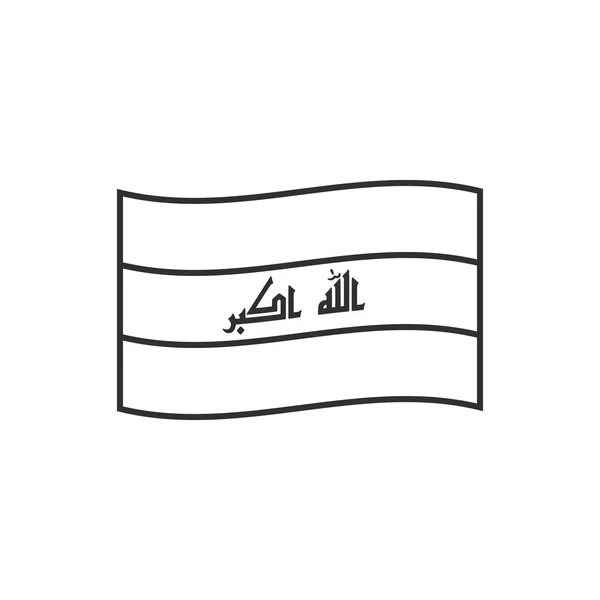 Ikon Bendera Irak Dalam Desain Datar Garis Hitam Hari Kemerdekaan - Stok Vektor