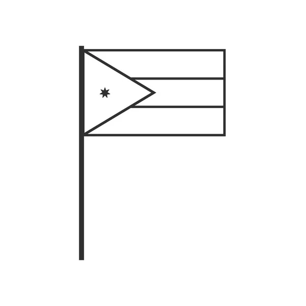 Jordan Flag Icon Black Outline Flat Design Independence Day National — Stock Vector