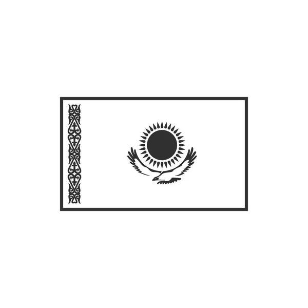 Kazachstan Vlag Pictogram Zwarte Omtrek Plat Ontwerp Onafhankelijkheidsdag Nationale Feestdag — Stockvector