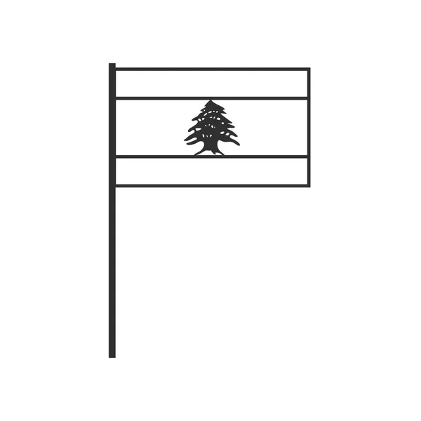 Icono Bandera Del Líbano Diseño Plano Contorno Negro Día Independencia — Archivo Imágenes Vectoriales